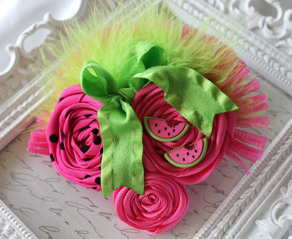 Watermelon Headband--Watermelon Hairclip-Hot pink headband-Hot pink Headbands--Watermelon bows-Watermelon Hairbows-Watermelon bows