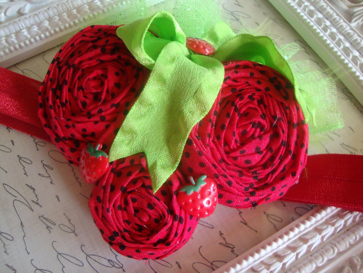 Strawberry Hair Bow-Strawberry Birthday-Strawberry headband-Strawberry Headbands-Strawberry shortcake-Infant Headbands-Birthday Headbands