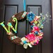 Summer Wreath with Monogram in Pink and Green - SummerWreath - Spring Wreath - Monogram Wreath