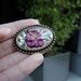 RESERVED Vintage Fuschia Pansy Reverse Painted Glass Intaglio