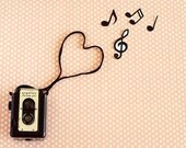 Fine Art Photography - vintage camera retro pink polka dots 8x10 photo print wall art heart love musical notes