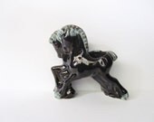 Art Deco Two Horse Planter or Mid-Century Figurine, Dark Green, Vintage