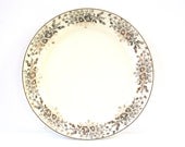 Gold Flowered Plate, Vintage Cream Colored