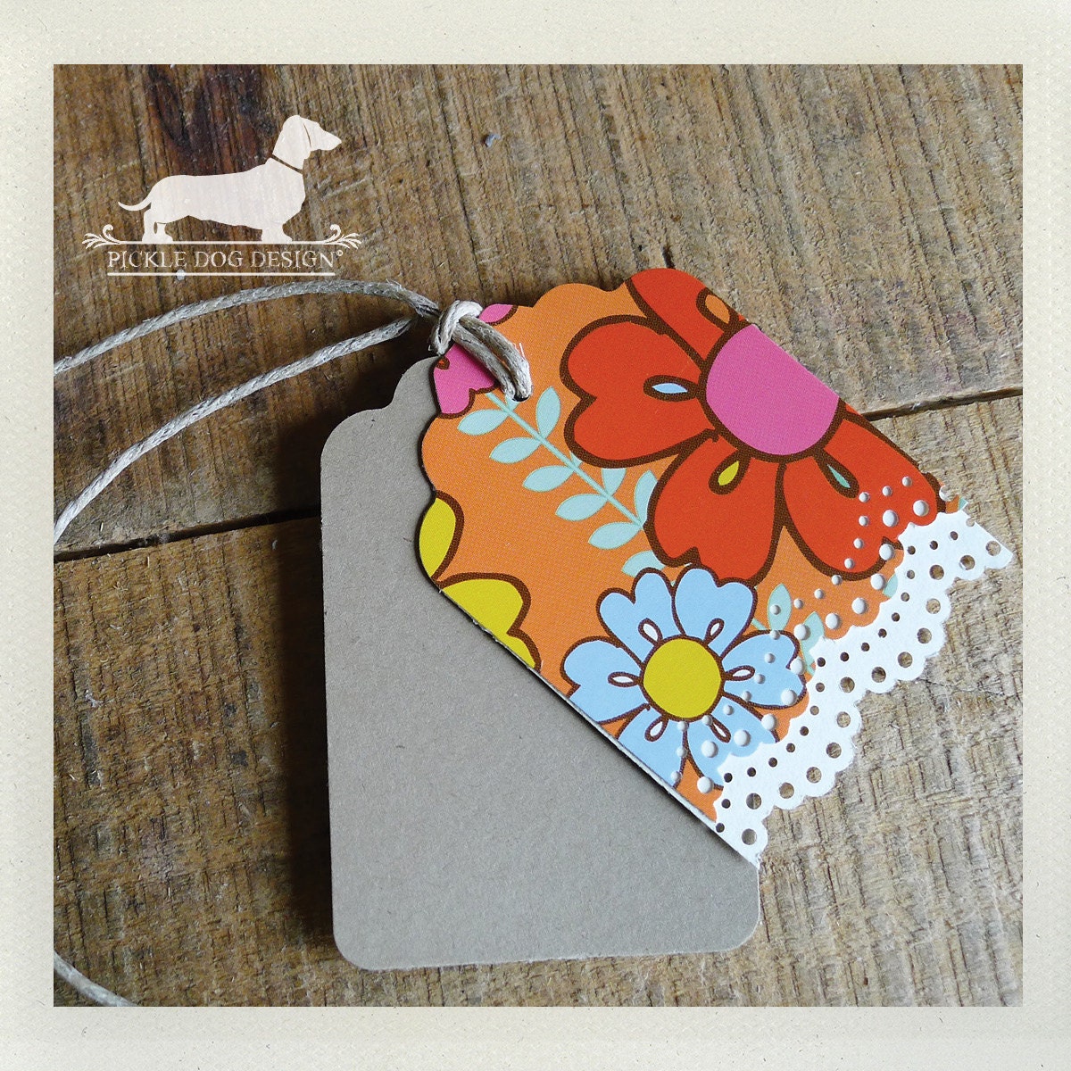Garden Party. Gift Tags (Set of 12) -- (Spring, Vintage-Style, Flower Tags, Party Favor Tags, OOAK, Bright, Thank You Tags)