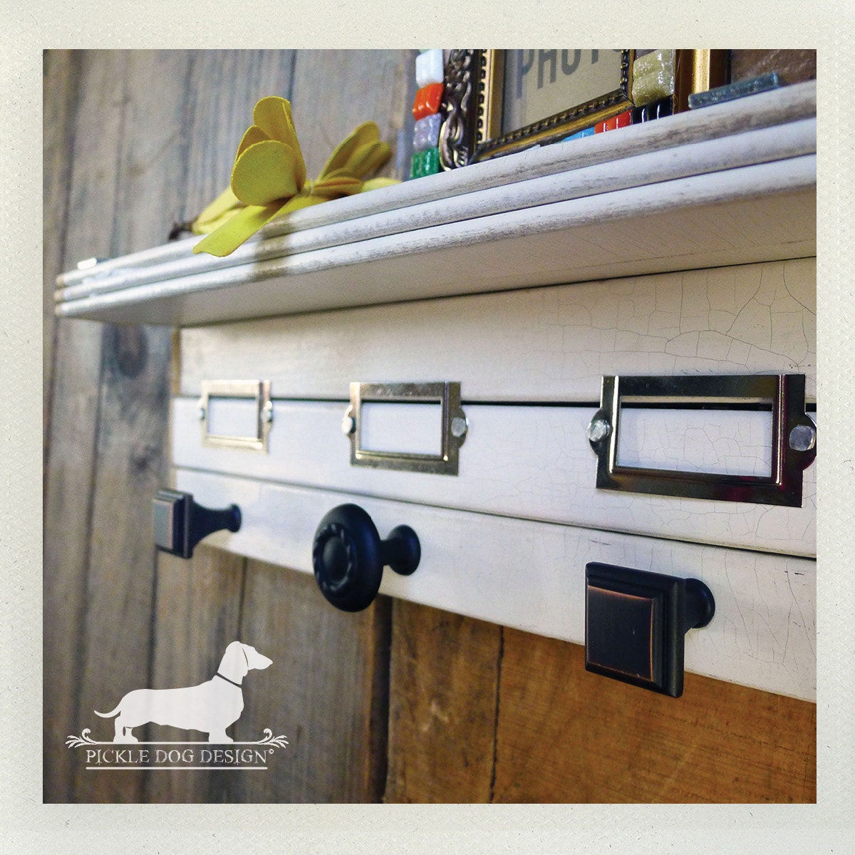 RESERVED 4/13 for Shelley -- Shutter Slat Wall Organizer. (No. 12) (OOAK, Vintage-Style, Shelf, White, Upcycled, Jewelry Holder, Unique)