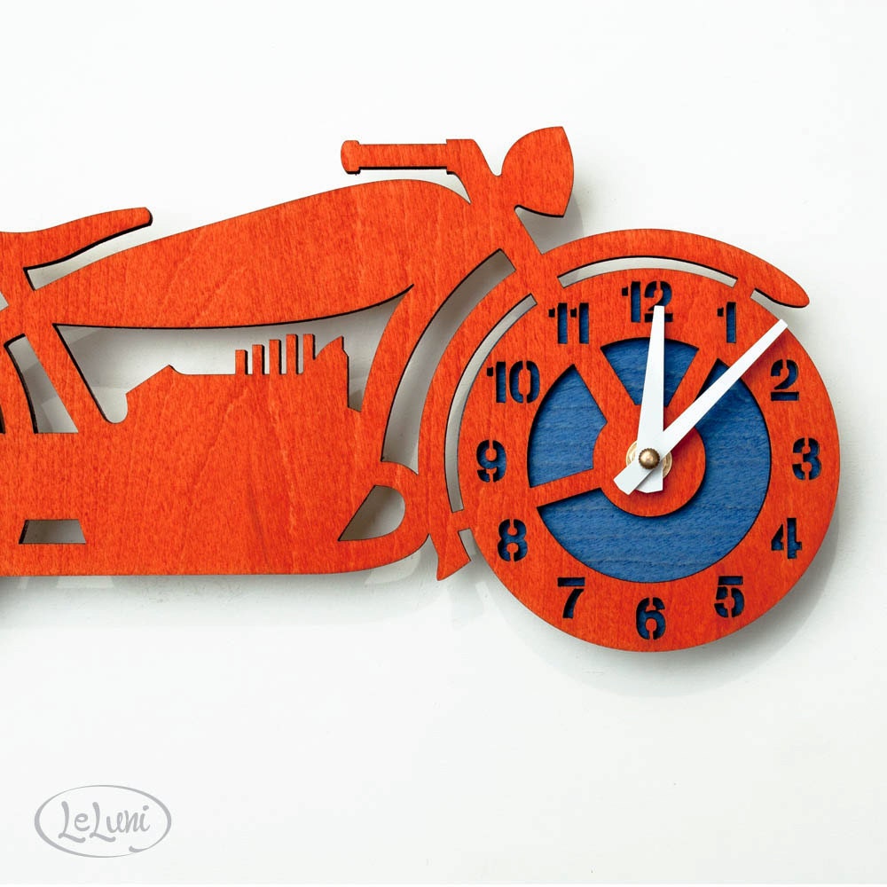 The "Brando" retro motorcycle, a designer wall mounted clock from LeLuni