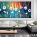 Original Large Abstract Painting Modern Contemporary Canvas Art Gold Red Blue Floral "MOUNTAIN DAISIES" 48x24 Texture Oil by J.LEIGH