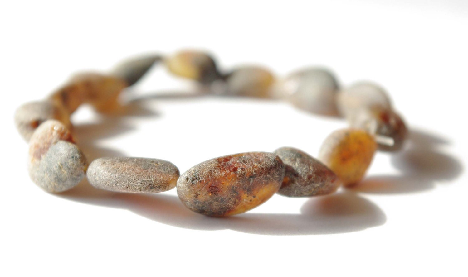 Raw Unpolished Baltic Amber Bracelet. Unisex 402