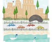 Chicago Illinois - 11x14 print - city illustration poster wall decor children art