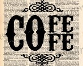 Vintage Dictionary Coffee Decor Print - plus FREE 5x7 monogram