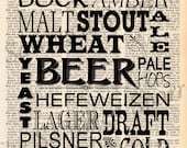 Vintage Dictionary Beer Subway Art Print - plus FREE 5x7 monogram