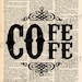 Vintage Dictionary Coffee Decor Print - plus FREE 5x7 monogram
