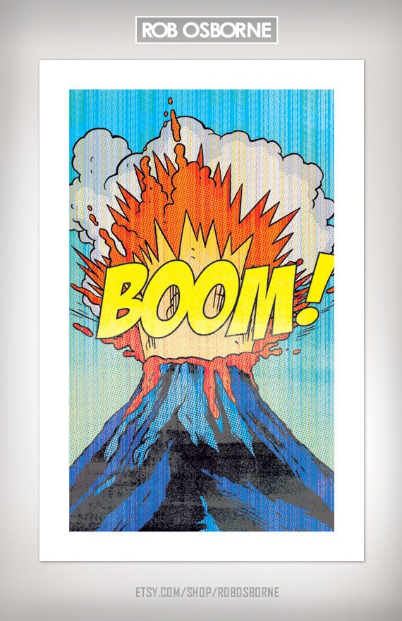 VOLCANO BOOM Comic Book Modern Pop Art Print 11x17 by Rob Osborne
