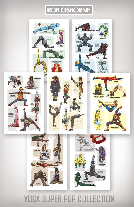 YOGA SUPER POP Collection - Seven Art Prints - 11x17 by Rob Osborne
