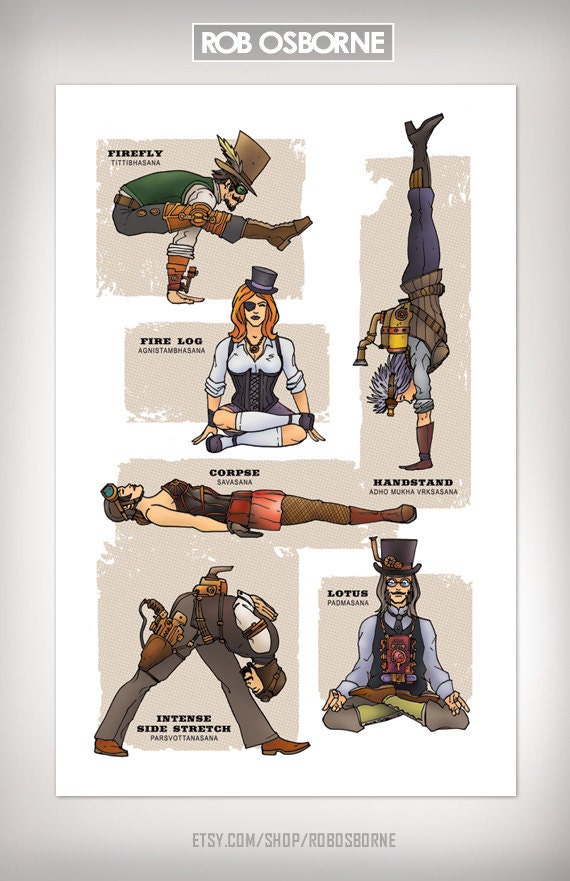 STEAMPUNK YOGA Super Pop Art Print 11x17 by Rob Osborne