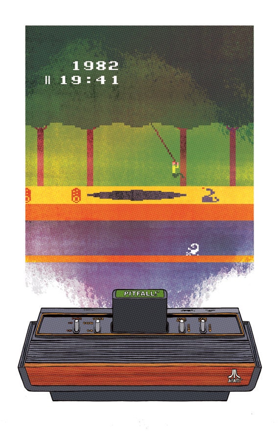PITFALL Atari 2600 Retro Vintage Classic Video Game Art Print 11x17 by Rob Osborne