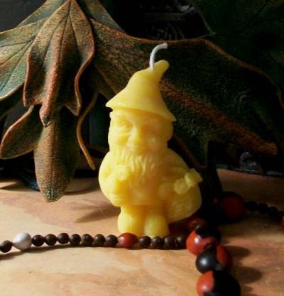 4 Small Gnome Beeswax Candles