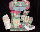 Ultimate Baby Gift Set - Changing Pad, Wipes Case, Pacifier Case, Wet Bag, Bib, Burp Cloth, Washcloth and Bows