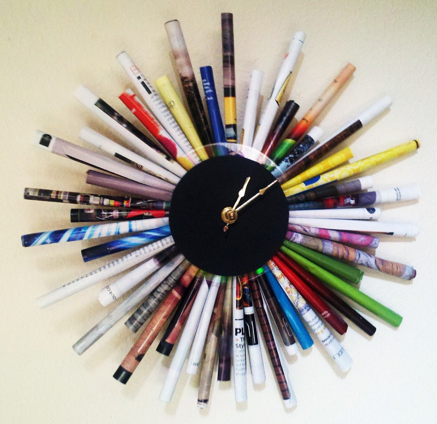 Sunburst Wall Clock, Home Decor, Decor and Housewares, Unique Gift , Eco Chic Art, Unique Gift