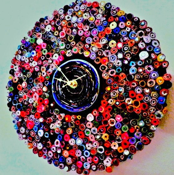Unique Wall Clock, Home and Living, Decor and Housewares, Contemporary Clock, Unique  Clock, Paper Bead Art, Eco Friendly Decor