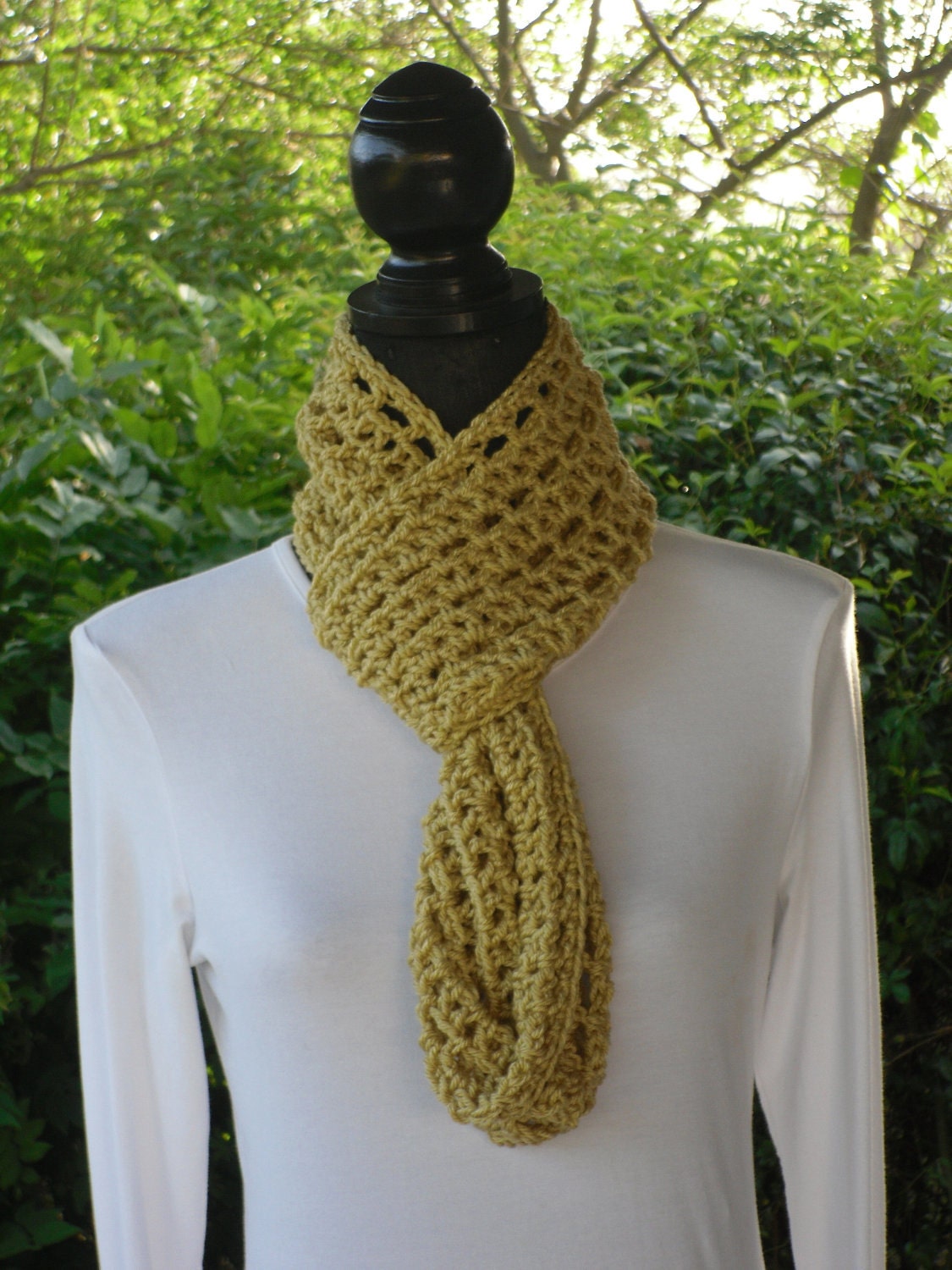 Infinity Eternity Cowl Neck Warmer Scarf Honey Yellow Cluster Crochet READY TO SHIP