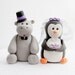 Hippo and Penguin Wedding Cake Toppers