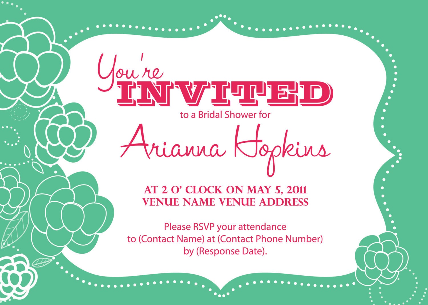 Mint Wedding Shower Invite
