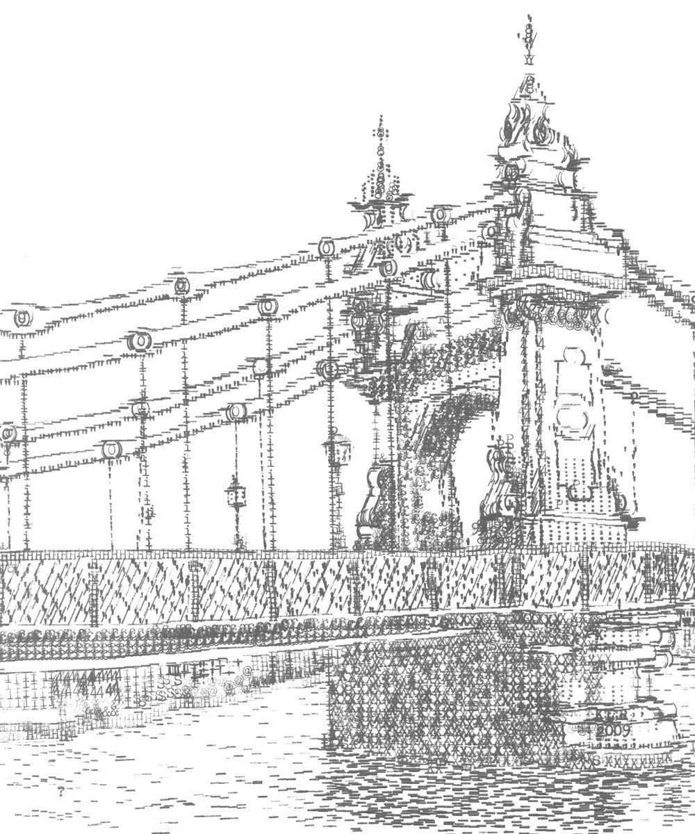 Keira Rathbone Typewriter Art: Limited edition signed & mounted print 'Why I Love Hammersmith Bridge in Under 100 Words' 2009