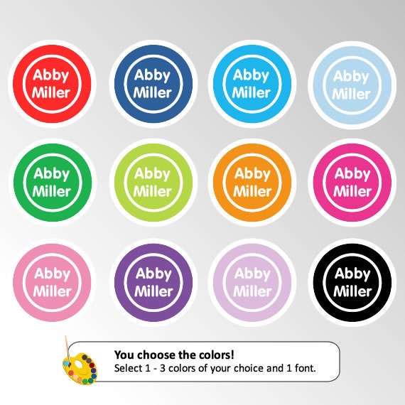 Small Round Kids Labels - Solid (Pick Your Colors) - 48 Labels