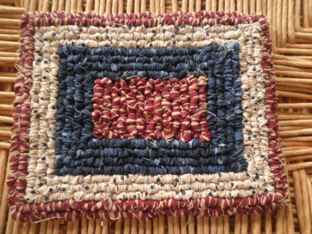 Americana Pot Holder / Hot Pad 6.5" x 7.5" Square Handwoven Stars and Stipes Fabric