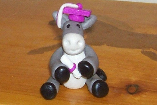Graduation Donkey (polymer clay) handmade