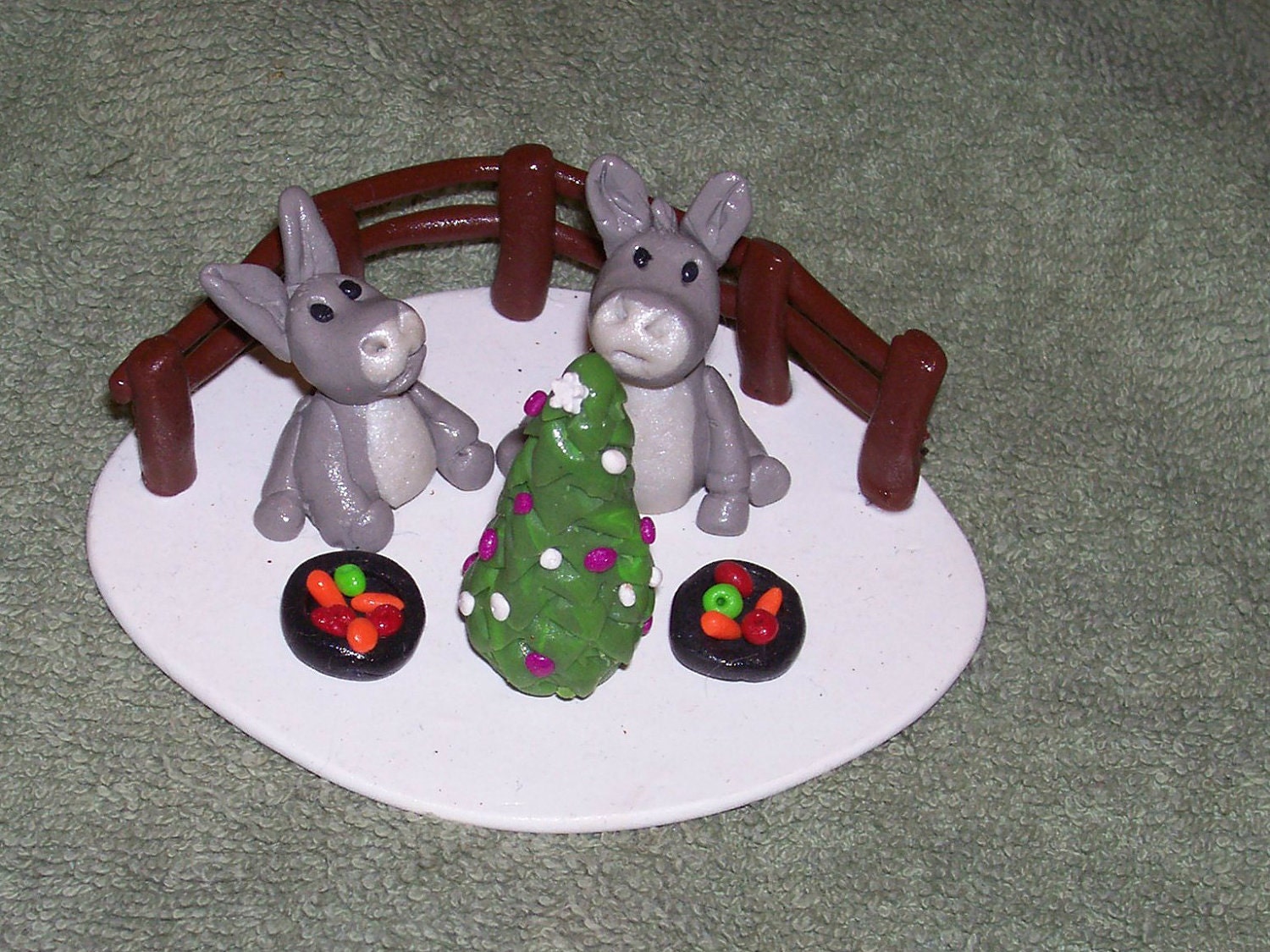 Donkeys Christmas Scene (polymer clay )