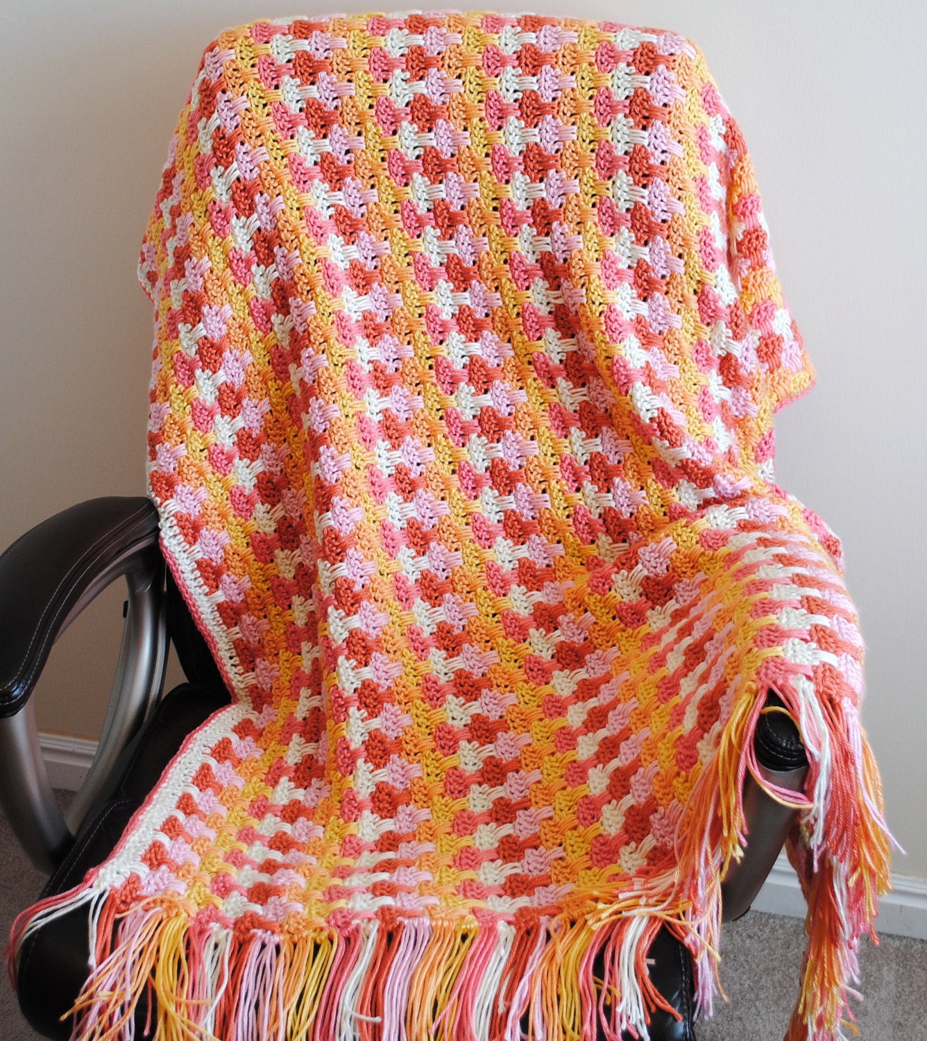 candy stripes crochet afghan/blanket