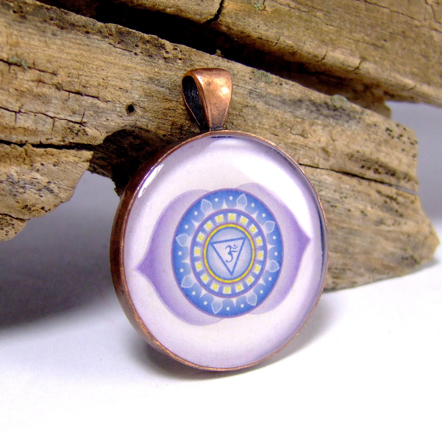 Brow Chakra Pendant Ajna Mandala Antique Copper Pendant Keychain