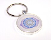 Brow Chakra Keychain Pendant Necklace Ajna Mandala Silver Plated Pendant Key Fob