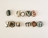 Gift Idea for Moms, 11 Magnets Letters, Custom Quote, Beach Pebbles by Happy Emotions, Inspirational Word or Quote, Sea Stones, Personalized