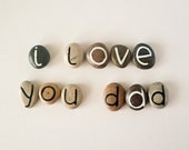 Father's Day Gift Idea, 11 Magnets Letters, Custom Quote, Beach Pebbles, Inspirational Word or Quote, Sea Stones, Personalized
