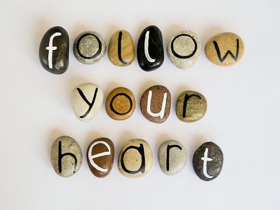 15 Magnets Letters, Custom Quote, Beach Pebbles, Follow Your Heart, Inspirational Word or Quote, Birthday Gift Ideas, Personalized, Rocks