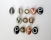 Father's Day Gift Idea, 12 Magnets Letters, Custom Quote, Beach Pebbles, Inspirational Word or Quote, Sea Stones, Personalized