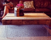 Reclaimed Barnwood Wood Coffee Table with steel hairpin legs-Upcycled recycled and modern- - triple7recycled