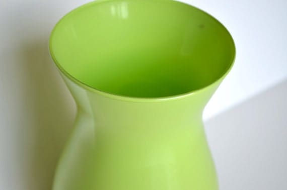 Lime Retro Modern Green Vintage glass vase-houseware home decor flower vase