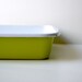 Vintage apple green enamel ware metal tin tray kitchen pan. House ware, kitchen, storage bin, decor modern,