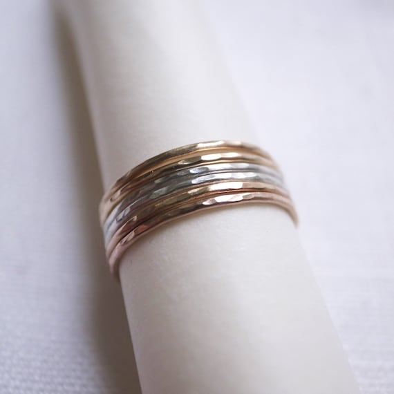 Hammered ring - three shades