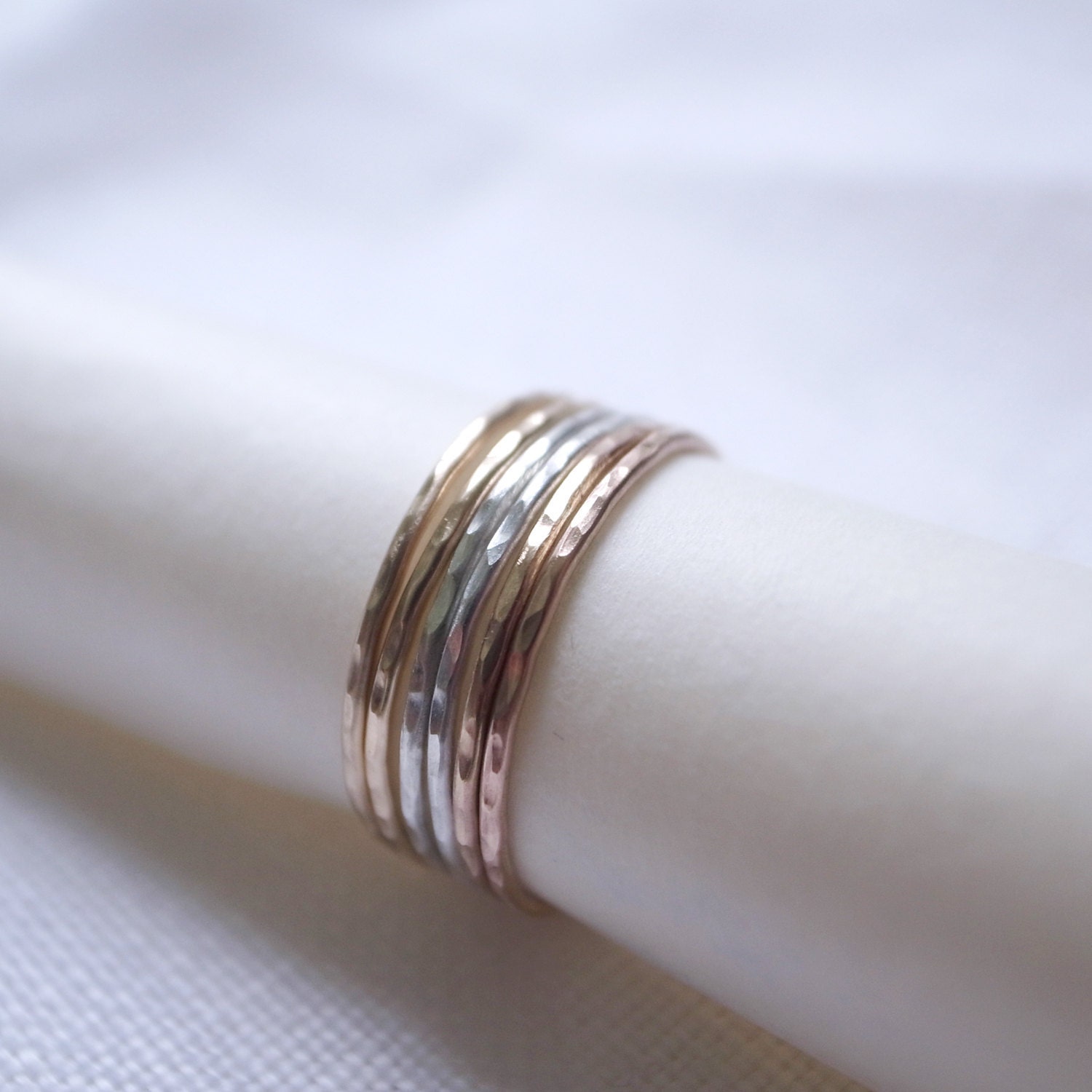 Hammered ring - three shades
