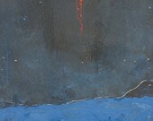 Distilled Realities - 18" x 31" Mid Century, Original Abstract Painting/blue red  FREE SHIPPING