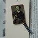 Lewis Carroll lapel pin with handstamped tag author Victorian era 1800s writer jewelry