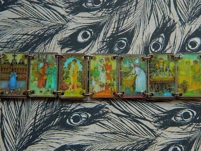 Tarot charm bracelet seven dainty cards Italian vintage tarot Victorian Steampunk inspired Sarah Wood