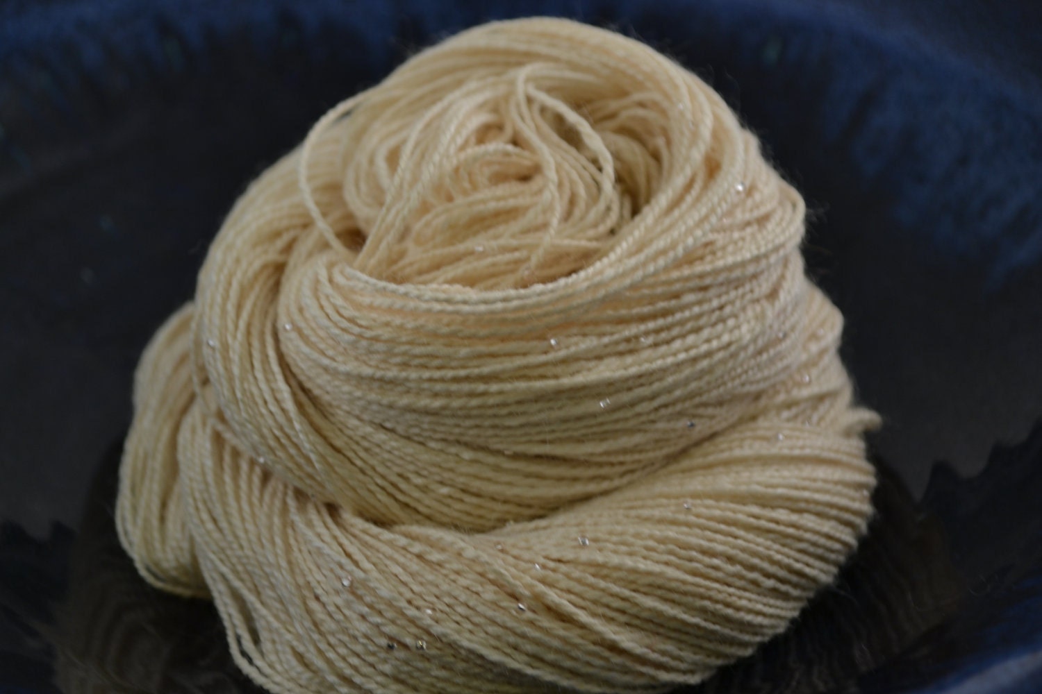 Sun Warmed Linen 100% Silk beaded handspun yarn - 140 Yards