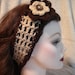 Summer Stitch Beige and Brown Headband wrap with removable Flower