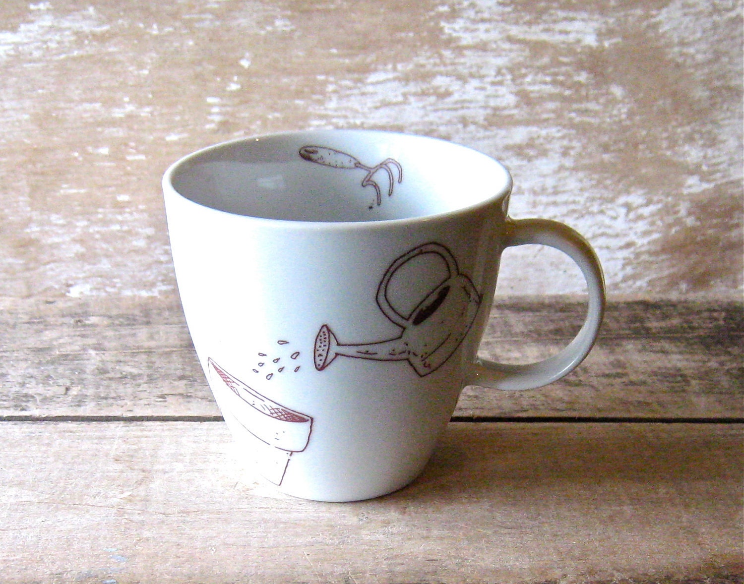 Mug Growing Garden Tools, Left or Right Handed Gardener Coffee Cup, Ready to Ship
